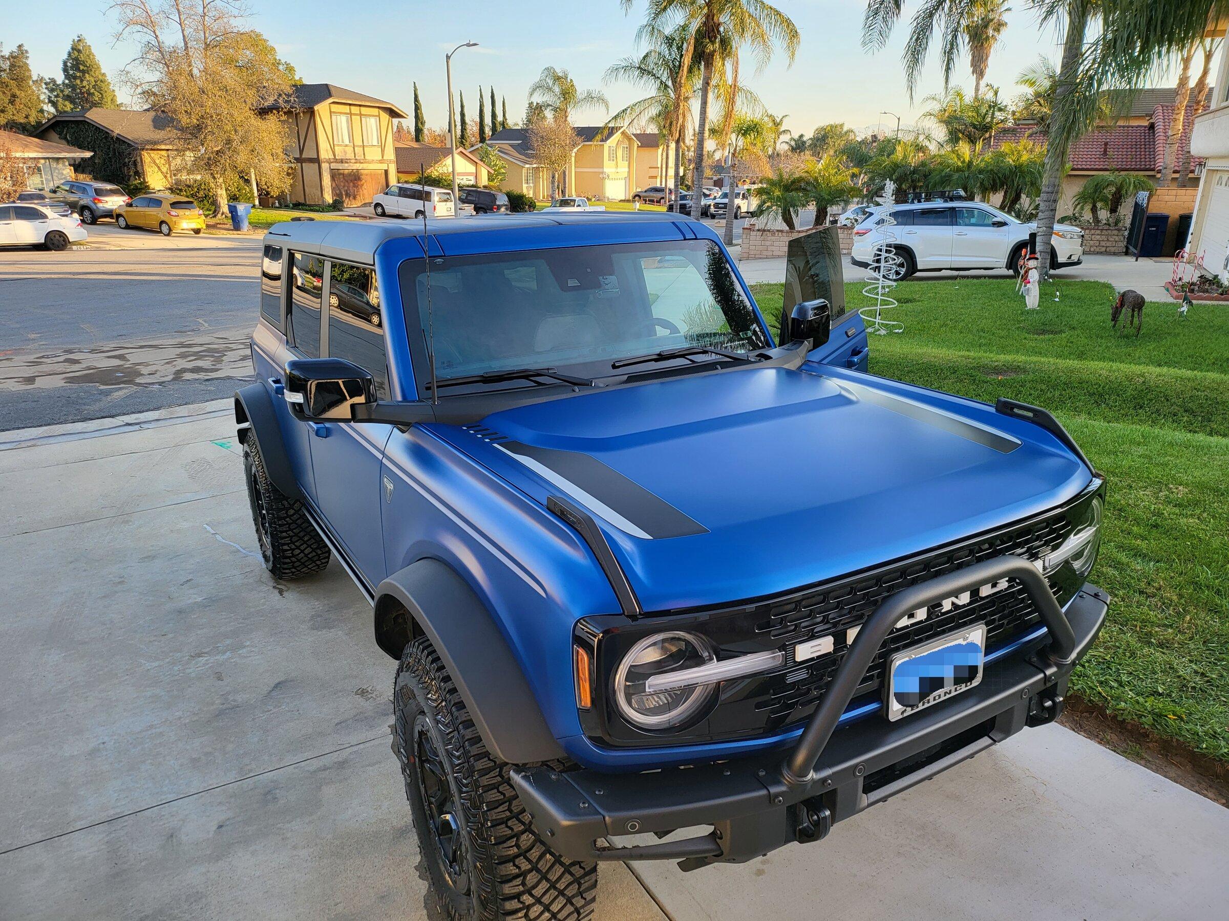 Ford Bronco PPF Stealth Satin Wrapped Lightning Blue First Edition Bronco and now Stirrups! 3