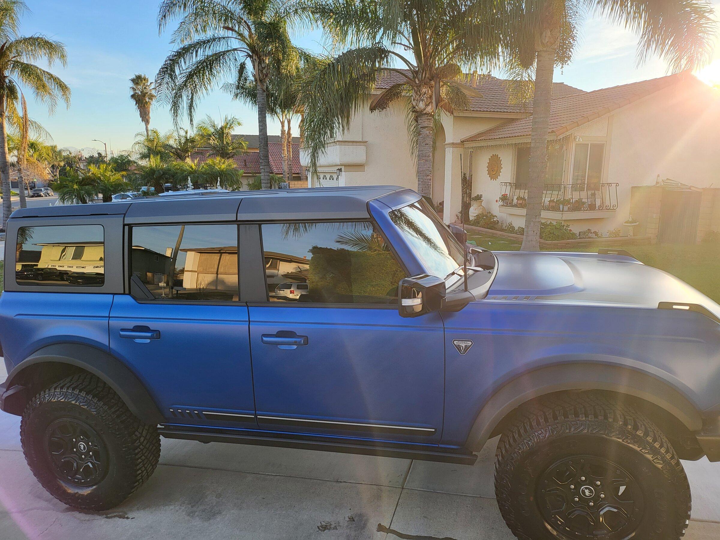 Ford Bronco PPF Stealth Satin Wrapped Lightning Blue First Edition Bronco and now Stirrups! 4
