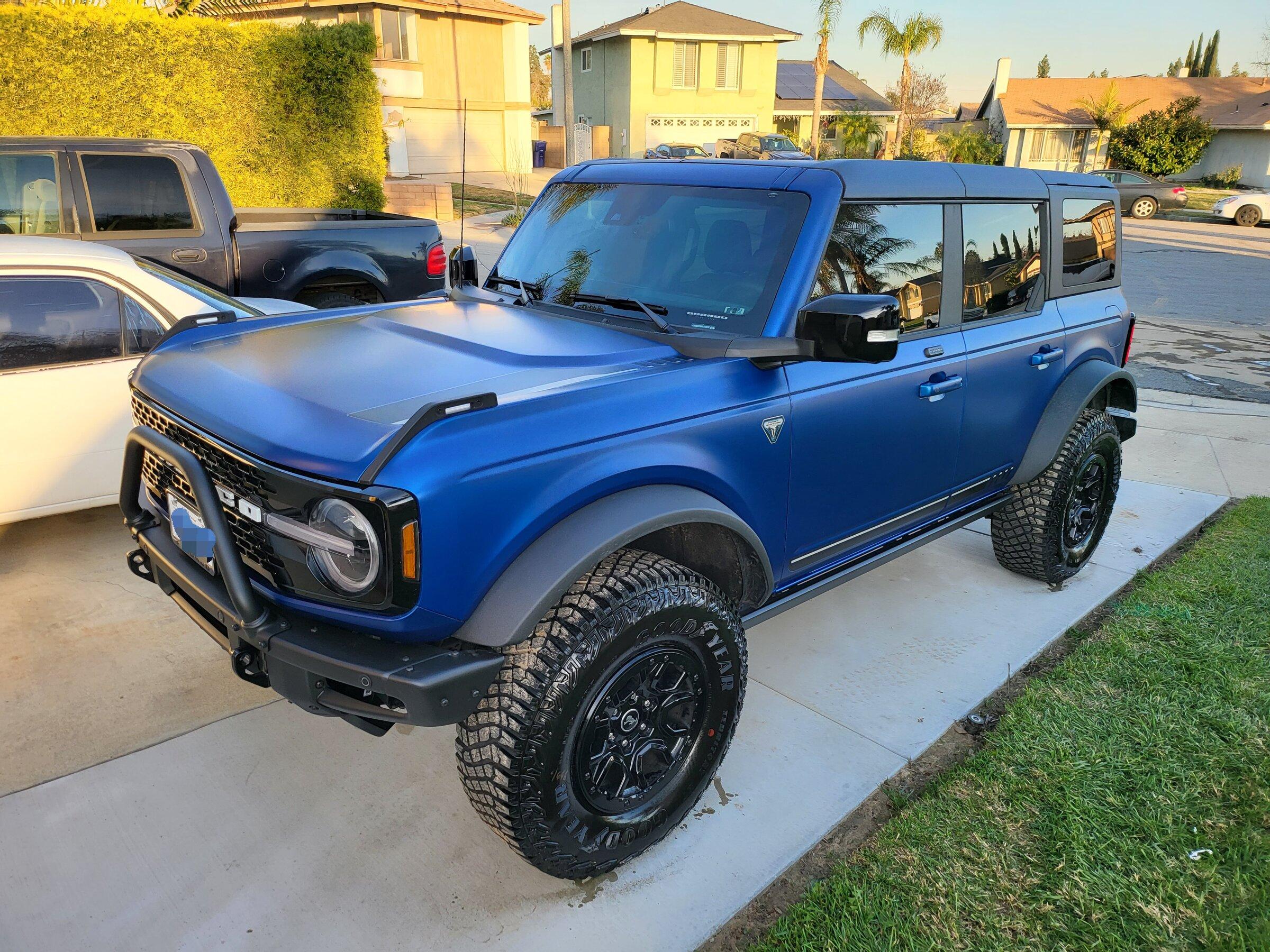 Ford Bronco PPF Stealth Satin Wrapped Lightning Blue First Edition Bronco and now Stirrups! 5