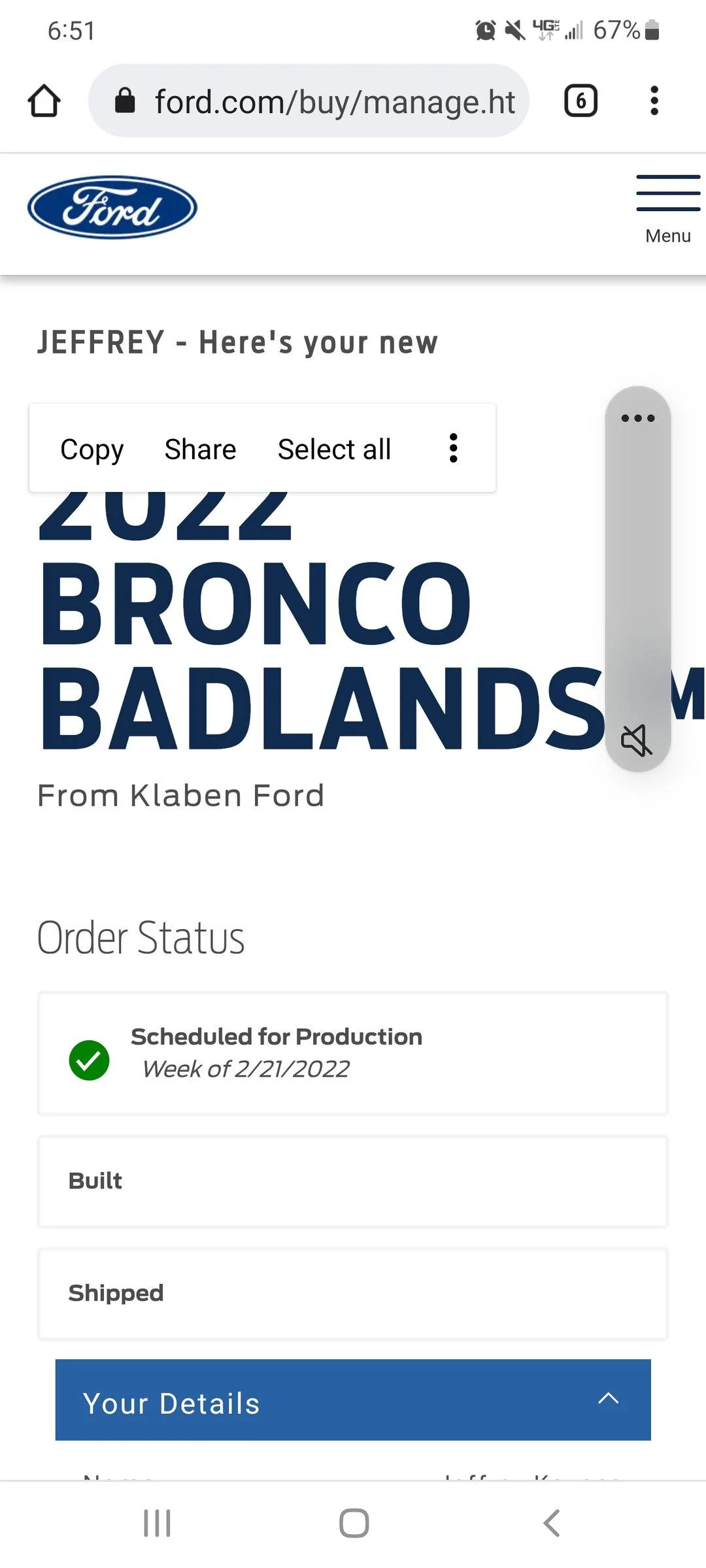 Ford Bronco 02/28/22 Build Week Thread Screenshot_20211219-185147_Chrom