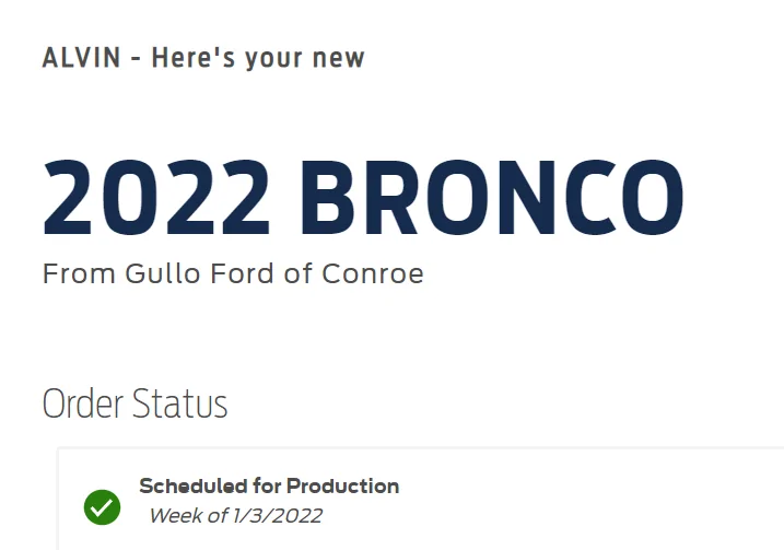Ford Bronco 🛠 1/3/22 Build Week Group 1641466105009