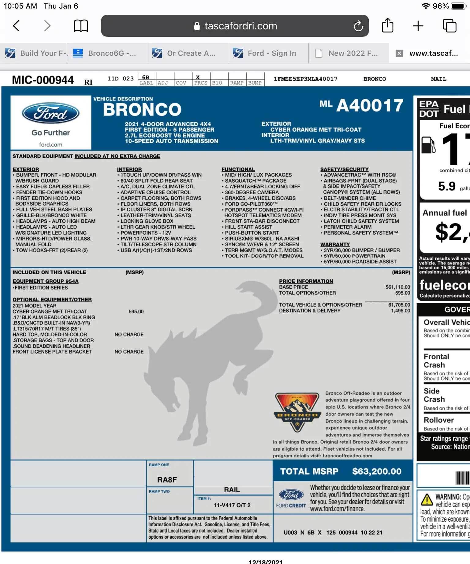Ford Bronco FE stock unit? 7DE542C0-D1B3-483C-8809-D52FB5227D86