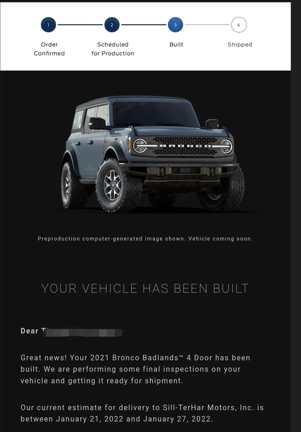 Ford Bronco Tracking for remaining MY21 builds Screenshot_20220107-060446_Gmail