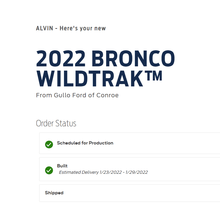 Ford Bronco 🛠 1/3/22 Build Week Group 1641598857153