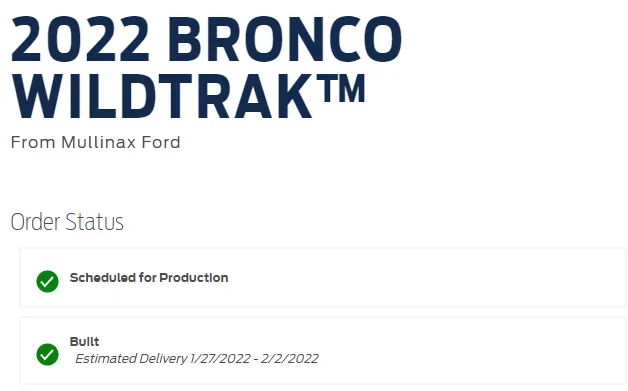 Ford Bronco 🛠 1/3/22 Build Week Group 1642075376516