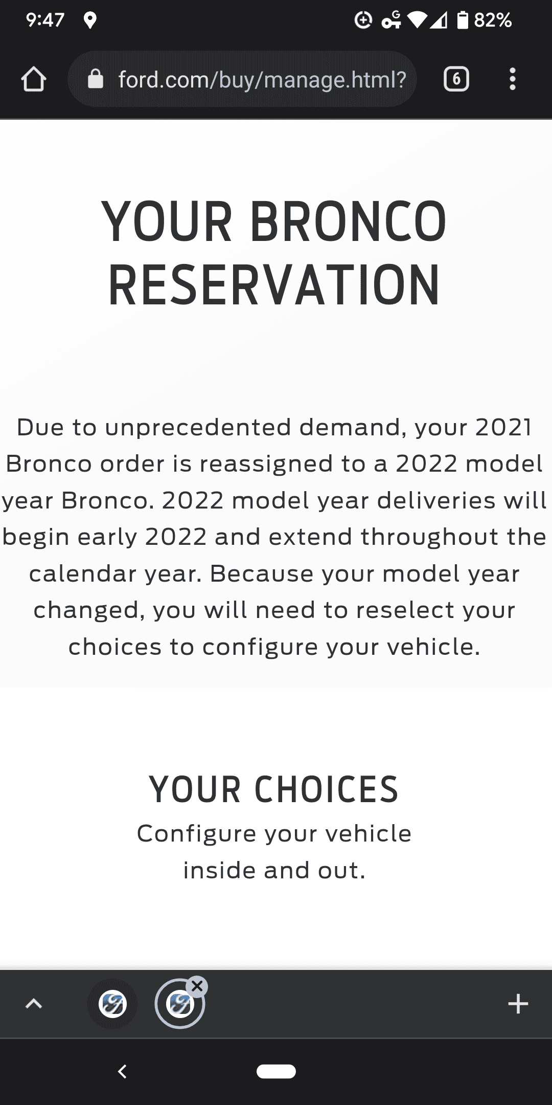 Ford Bronco Order tracker weird reorder notice? Screenshot_20220113-094744