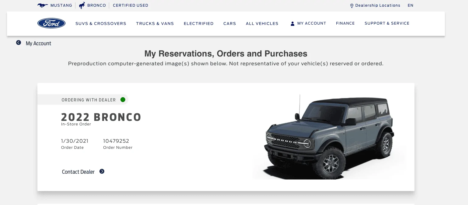 Ford Bronco Ordered in October. Need help. *UPDATE* Screen Shot 2022-01-13 at 15.24.27