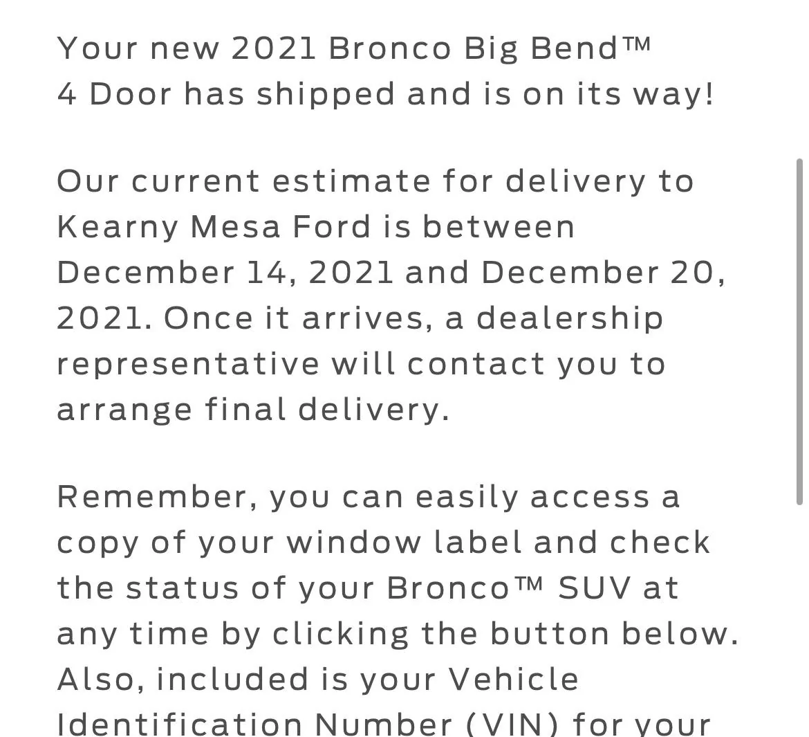Ford Bronco Delivery Delay Questions… C232B2BB-E754-4FF2-8903-96C93B59291E