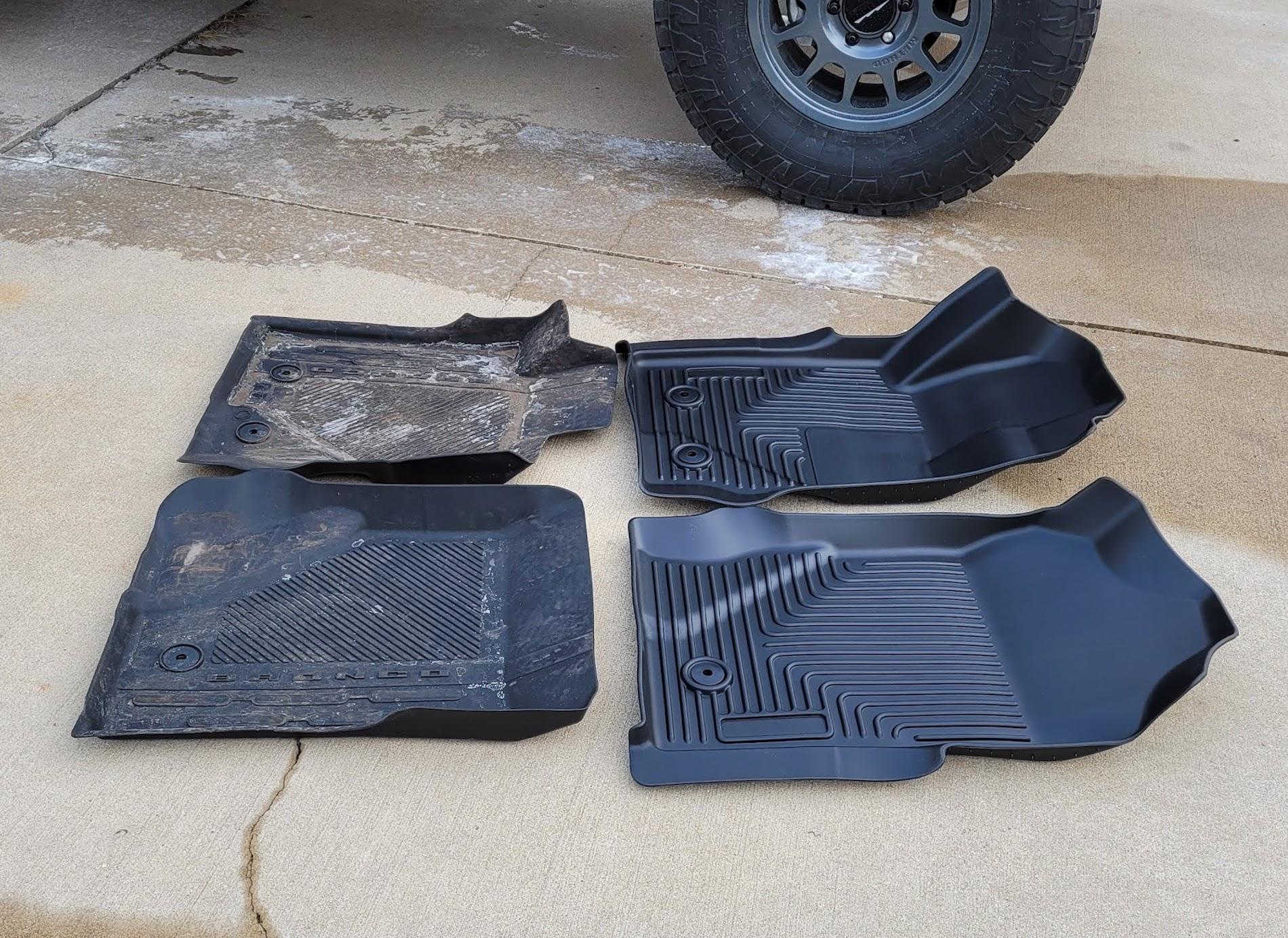 Ford Bronco Husky Floor Liners Mats vs Ford Factory Floor Liners - pics & review 20220116_153430