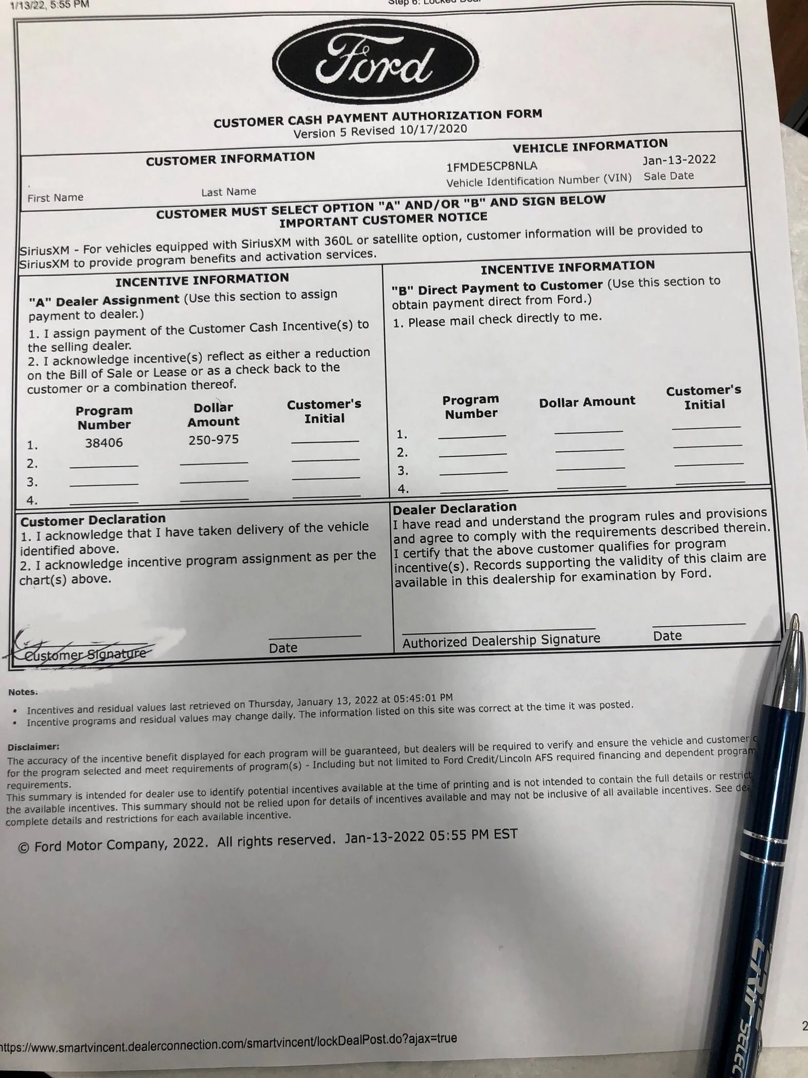 Ford Bronco 2022 price protection issues. CustomerCashPaymentAuthForm