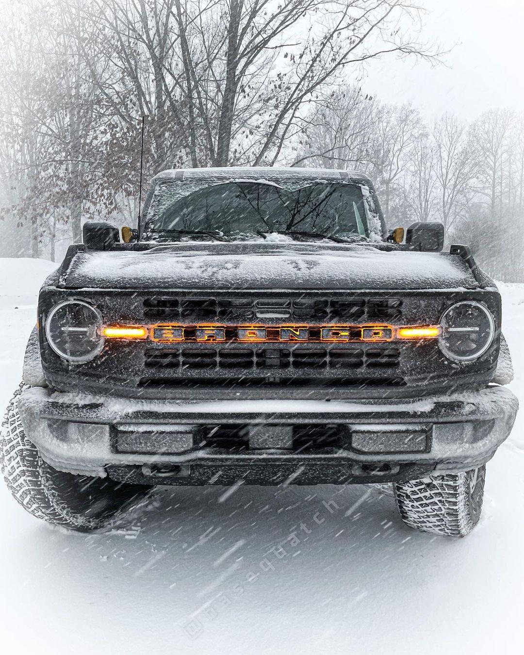 Ford Bronco Oracle Lighting Amber Black Illuminated Grill Letters Installed 271951072_691804091831667_2114922270621126846_n