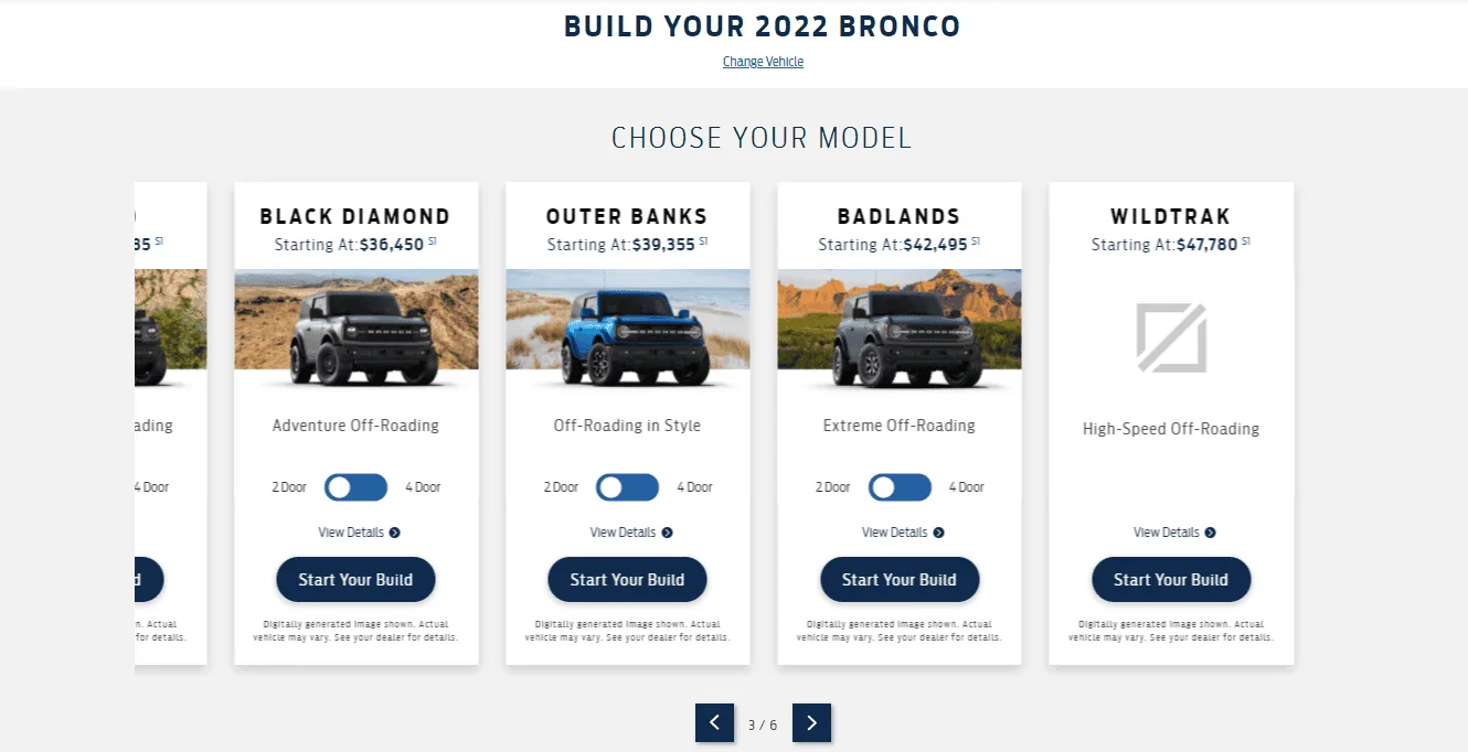 Ford Bronco Wildtrak not available on B&P tool? 1642605786586