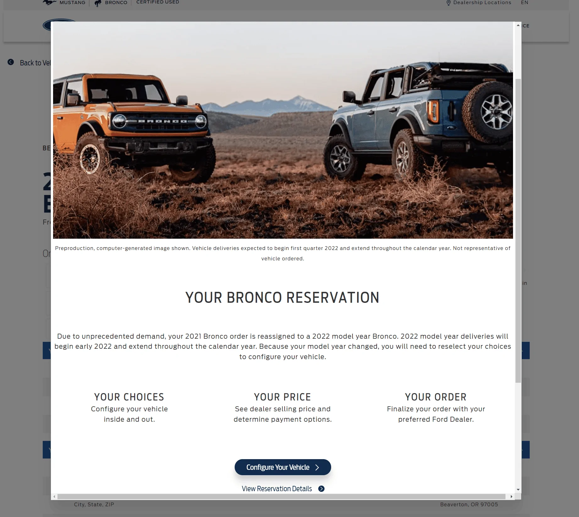 Ford Bronco Ford reservation site has changed 11