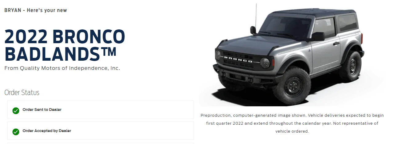 Ford Bronco Ford reservation site has changed 1642620839564