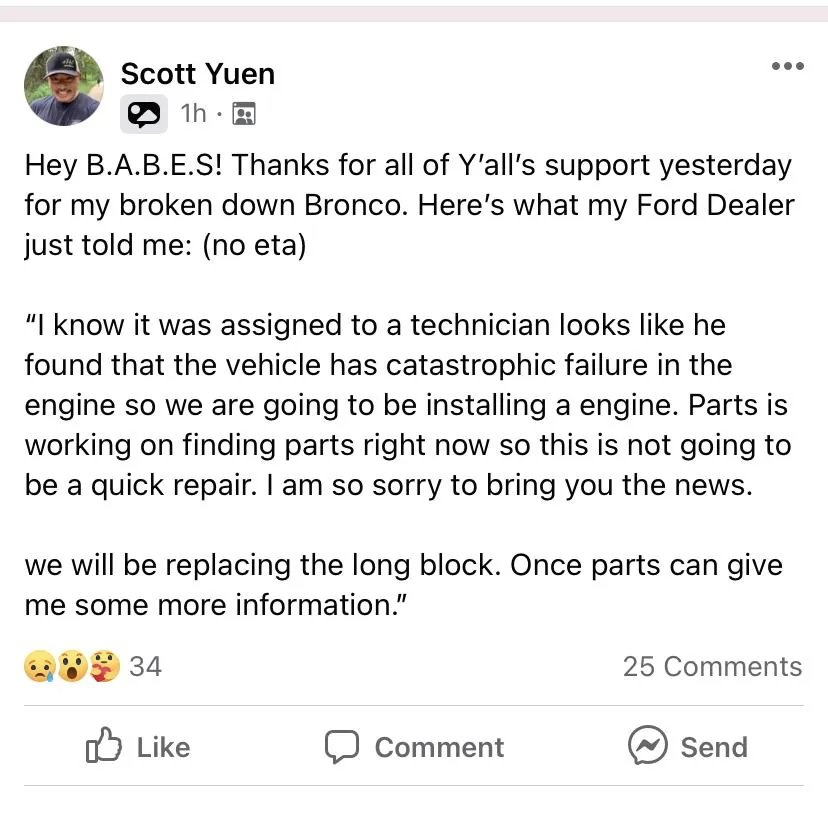 Ford Bronco 2.7L blown engine failure list . . 68 so far [Updated: December 13, 2022] 2E86CE7D-77A1-44EB-8E91-0F477FEBC16B