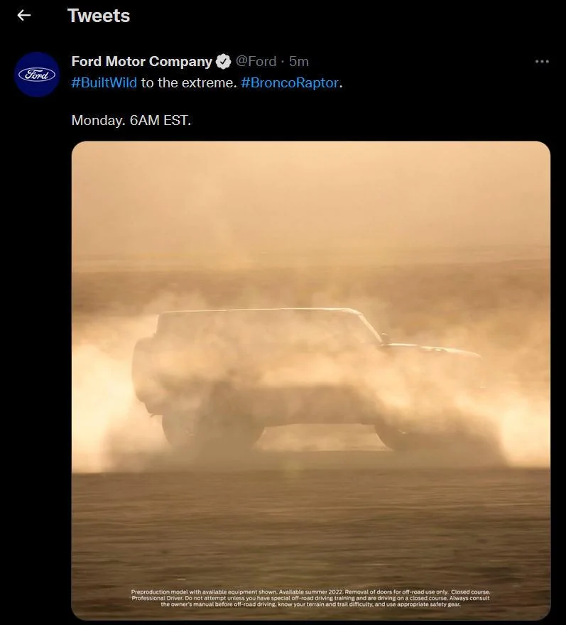 Ford Bronco Bronco Raptor Reveal Monday 1/24 @ 6AM EST! Snap237