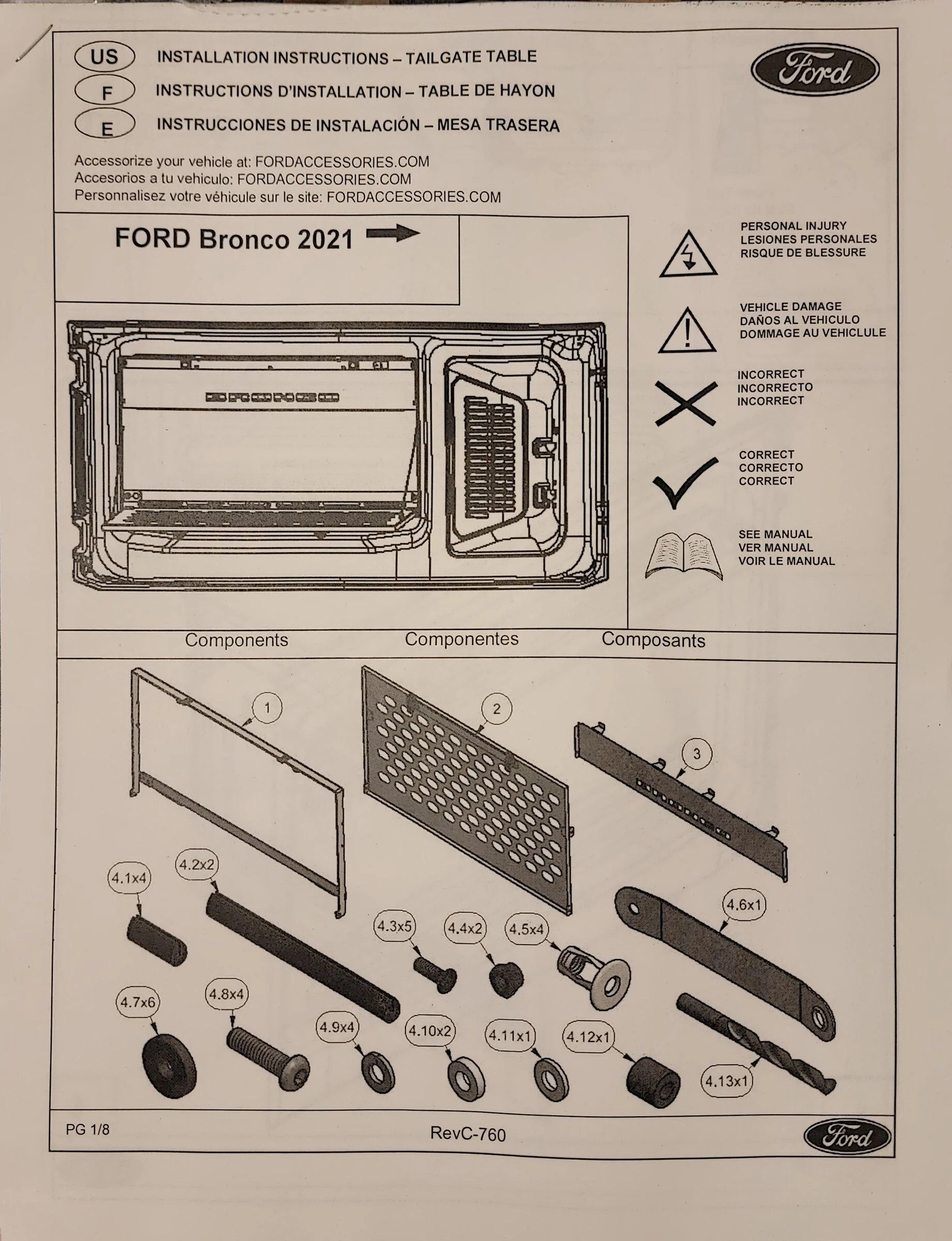 Ford Bronco Ford swing gate table 20220121_175804