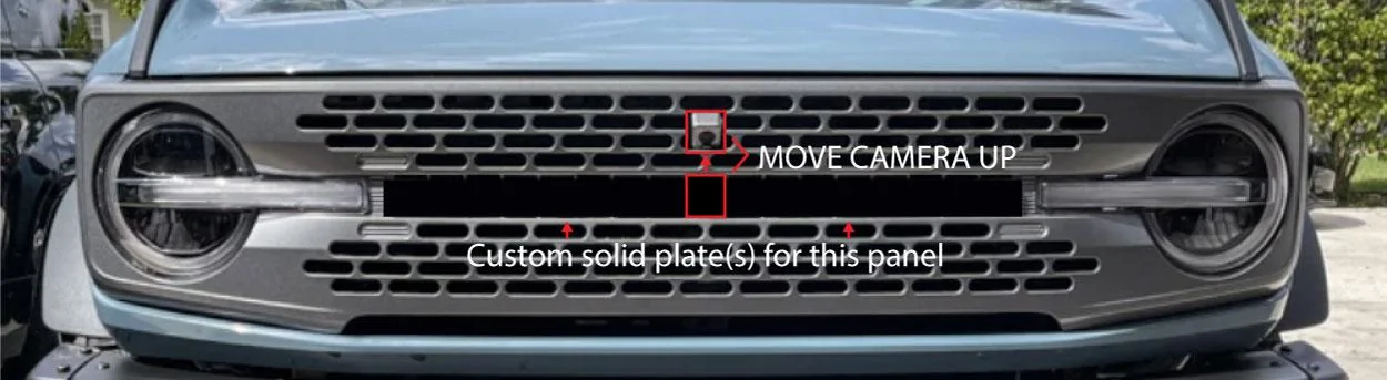 Ford Bronco Relocating front camera on grille - BadSquatch Camera-Relocation