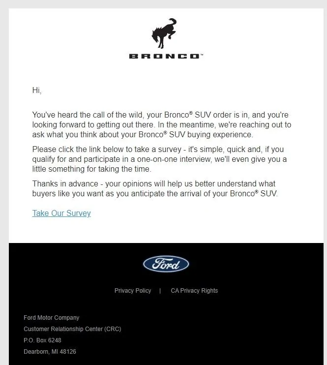 Ford Bronco Received Bronco Survey 1/24 download