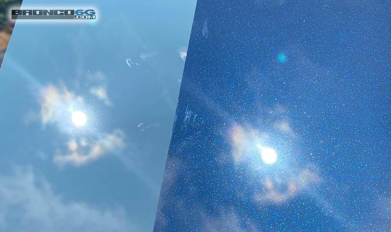 Ford Bronco Battle of the Blues. Watcha getting? area 51 vs antimatter blue 2021 ford bronco paint sample sun