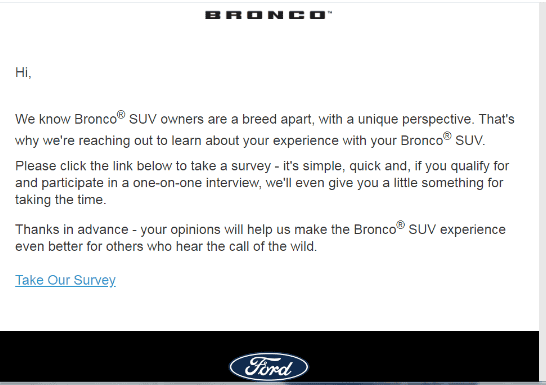 Ford Bronco Received Bronco Survey 1/24 thumbnail (3)