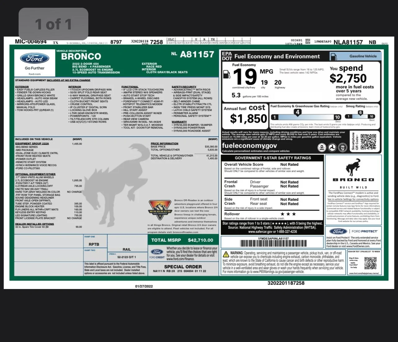 Ford Bronco Has my production date changed? 04083BB0-6273-4F1E-B4C8-148E6F16E198