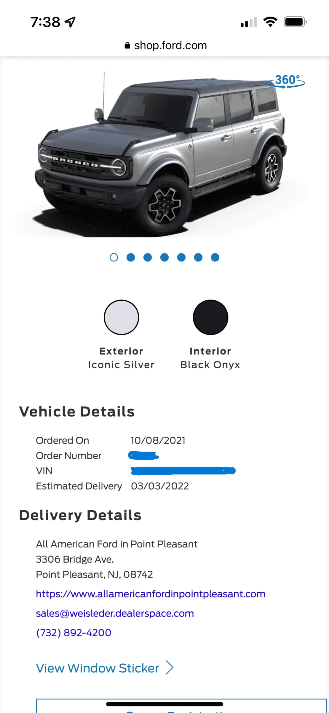 Ford Bronco 🛠 01/24/22 Build Week Group Ford Vehicle Order Tracking Status 2_1_22 shipping date marku