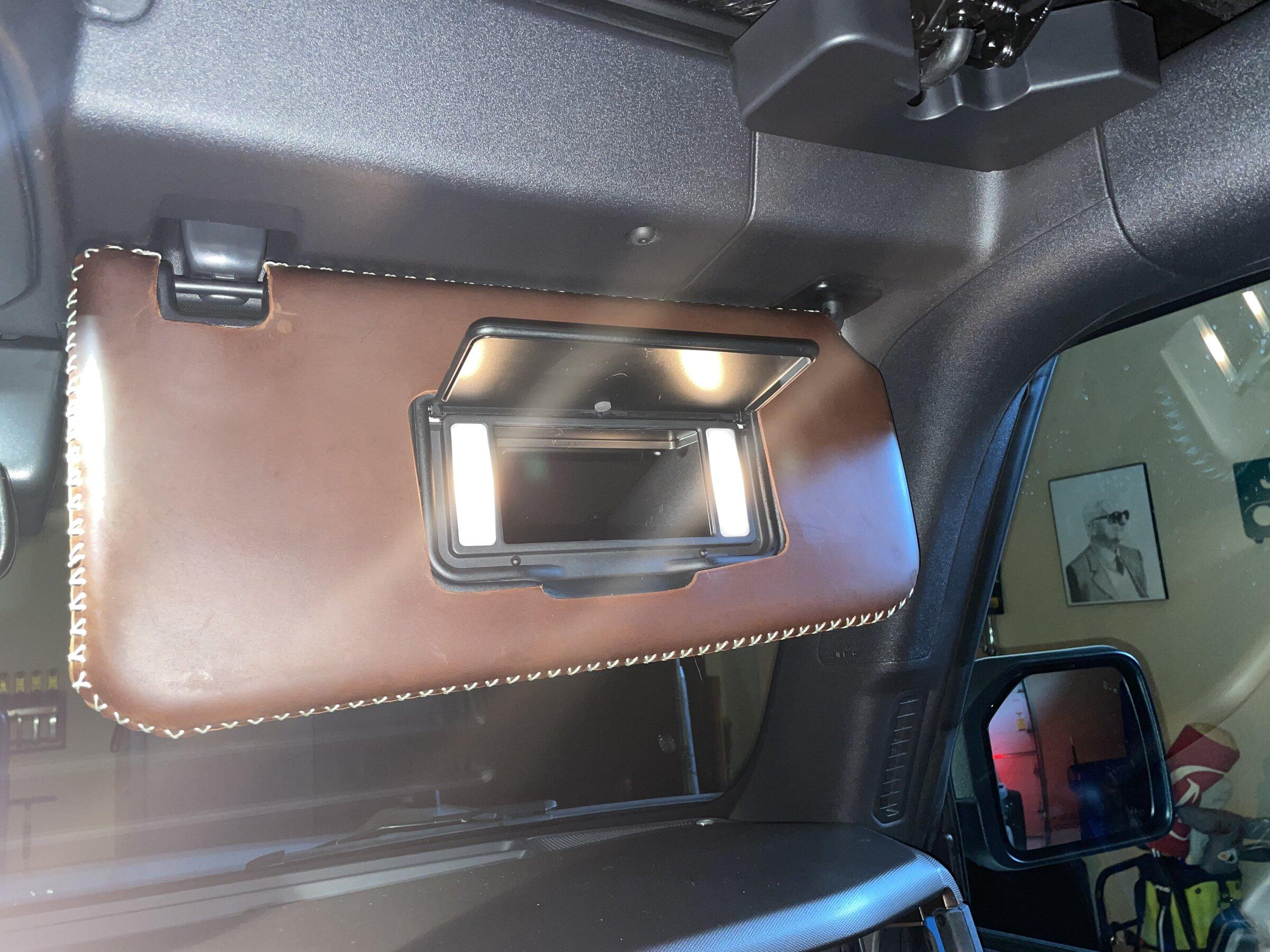 Ford Bronco Leather Sun Visor Cover DIY 2C4C9BA0-C2EC-4F6D-895A-E7B8BD763EE3