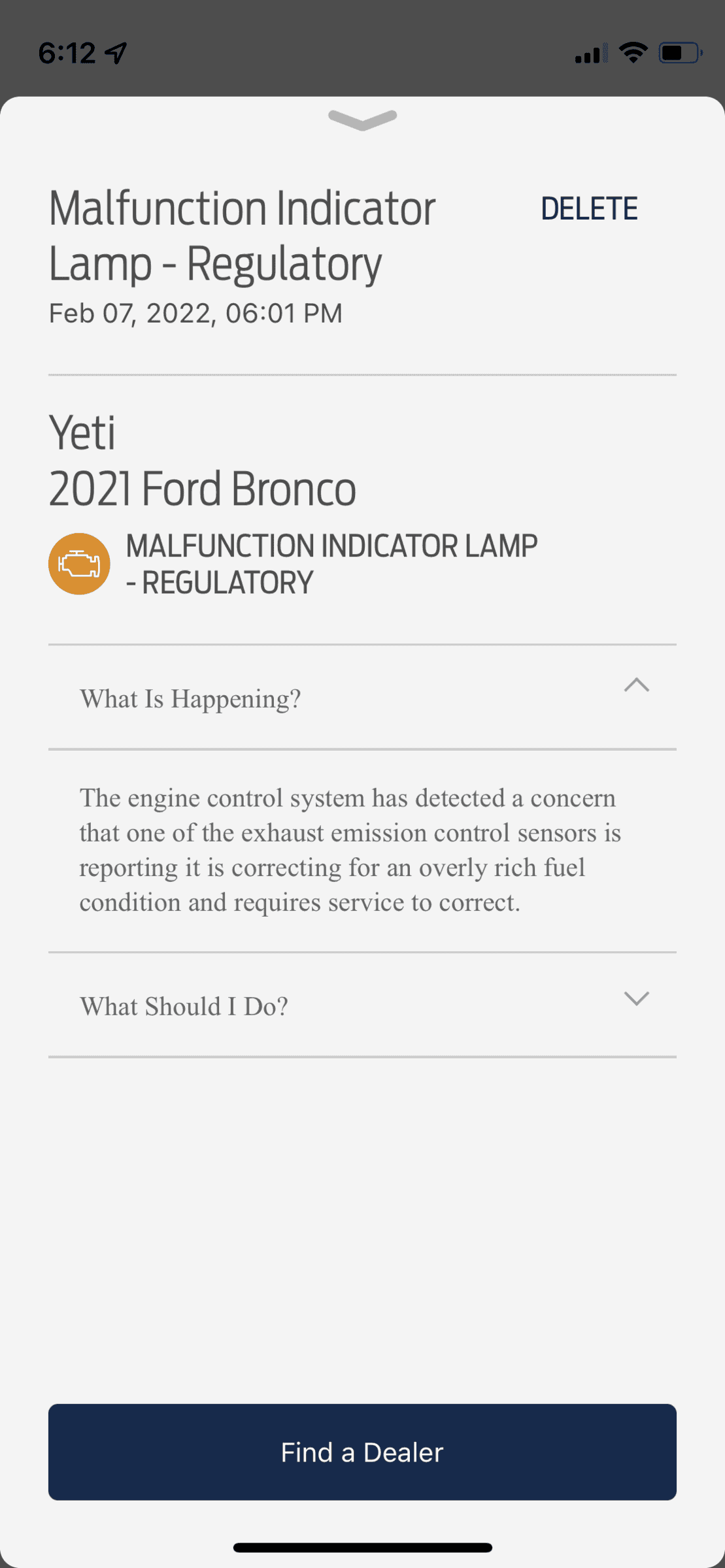 Ford Bronco First Check Engine Light 63D74BF2-B386-45A5-8363-824B64384716