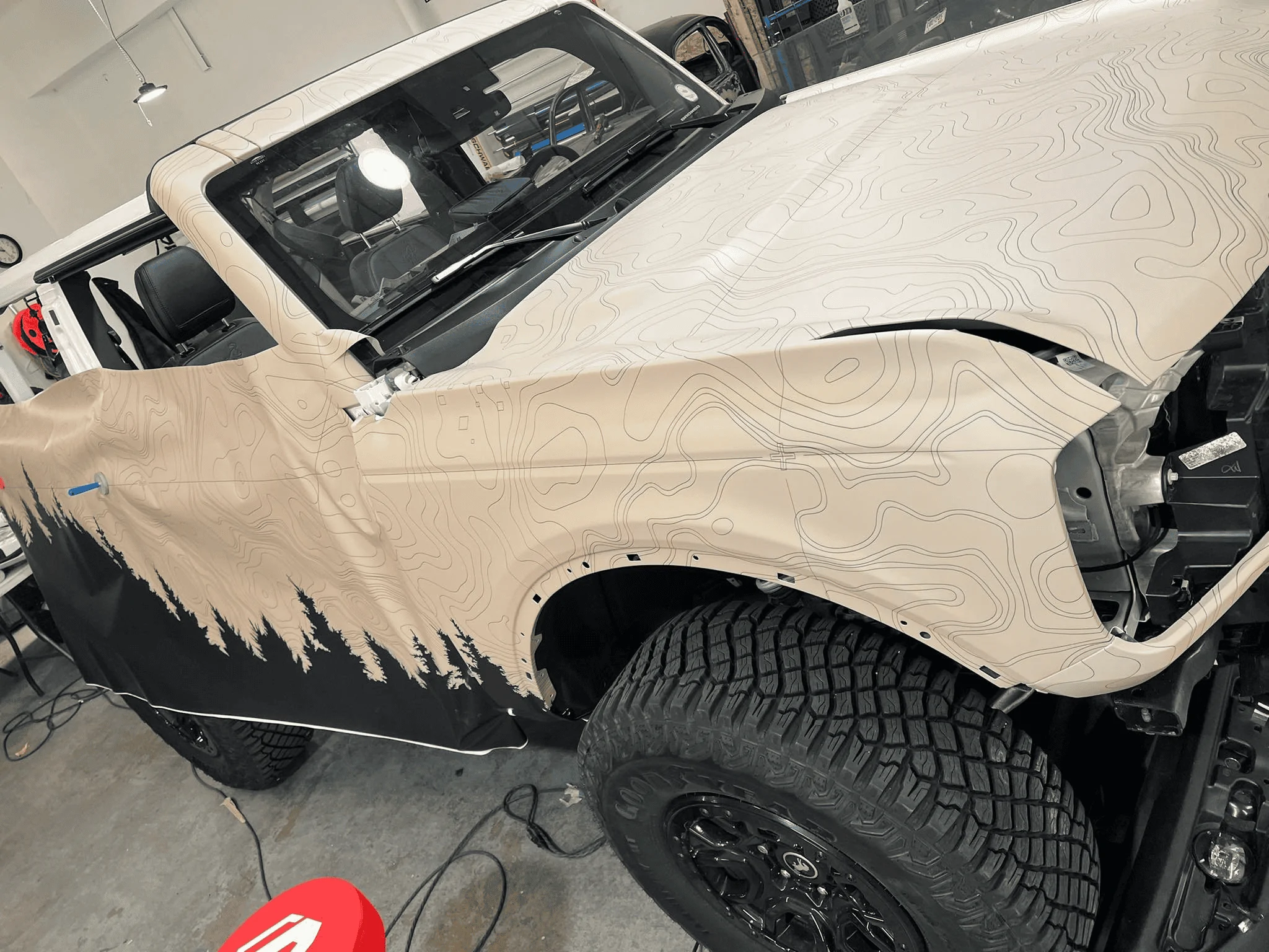 Ford Bronco Custom Graphics Full Vehicle Wrap. Door Jams! Roll Bar! Grill Letters! and More! 272643872_1361009960986227_1567124576393165442_n