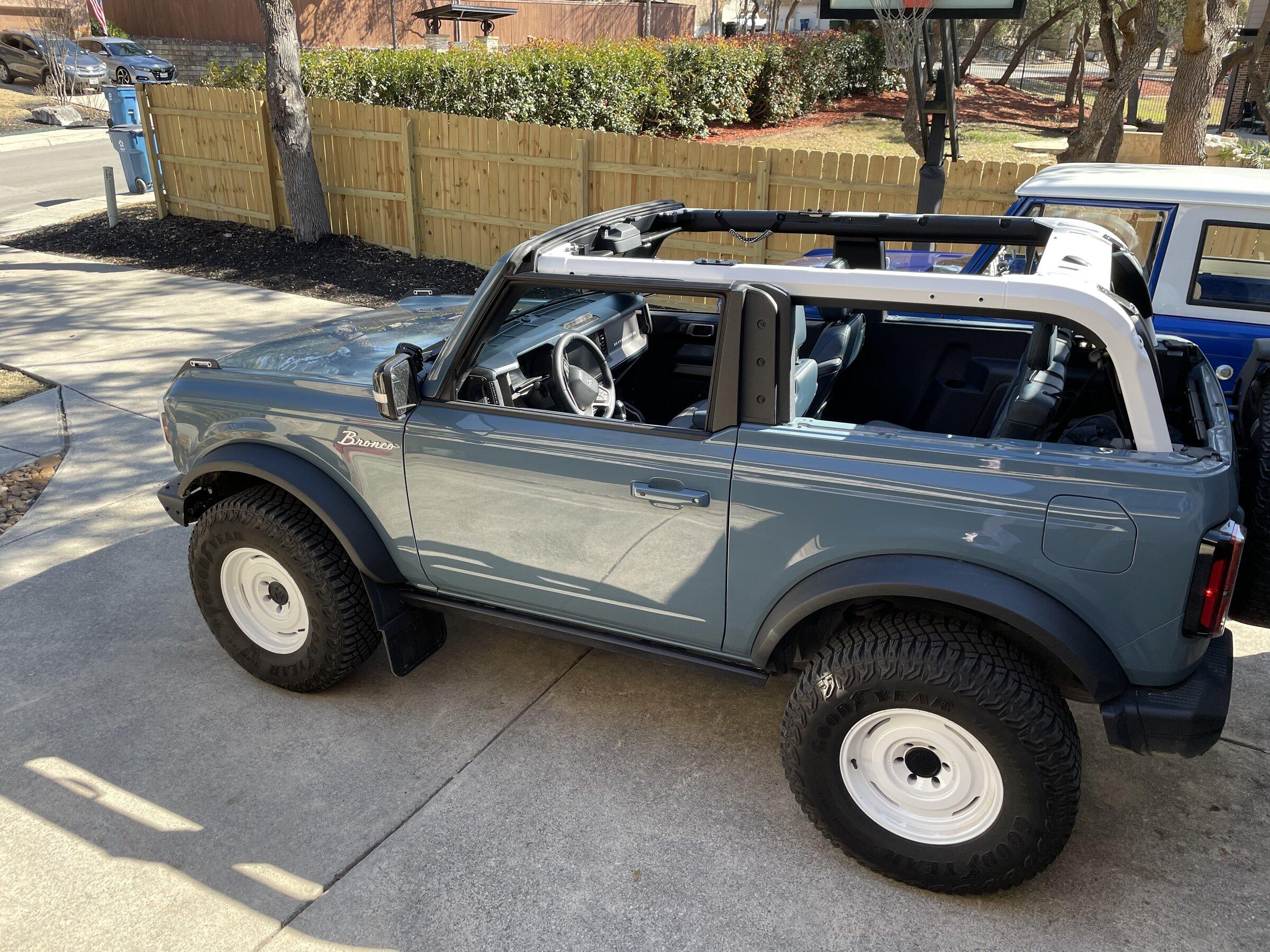 Ford Bronco Phase 1 Customizations: First Edition Area 51 - White Grille, Wheels, Mirrors, Stripes, Wrapped MIC Top 30E7EF8C-6A29-460A-8B7E-F89BBB92B558