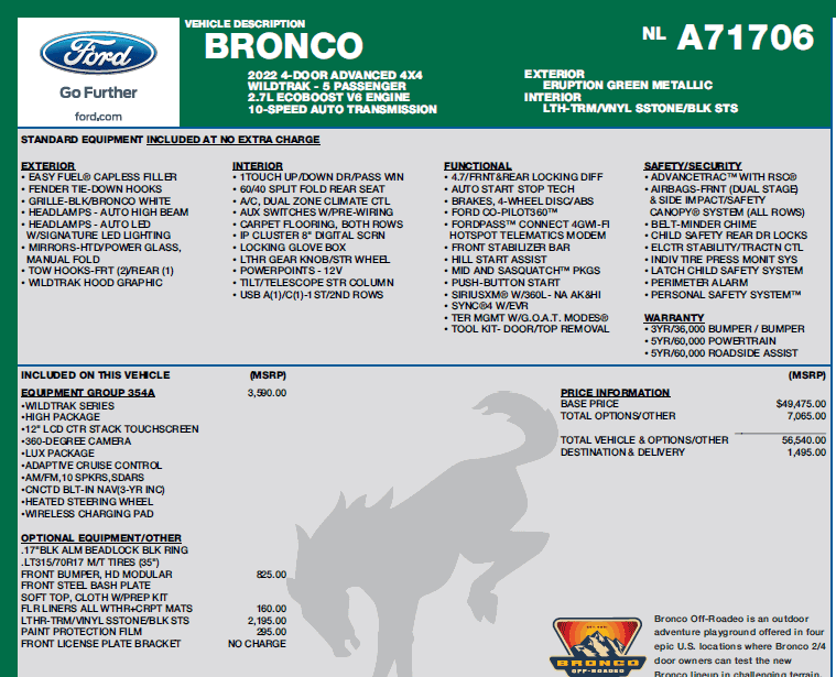 Ford Bronco Thank you, Bronco6g (Apple Ford in MD) 1644588989134