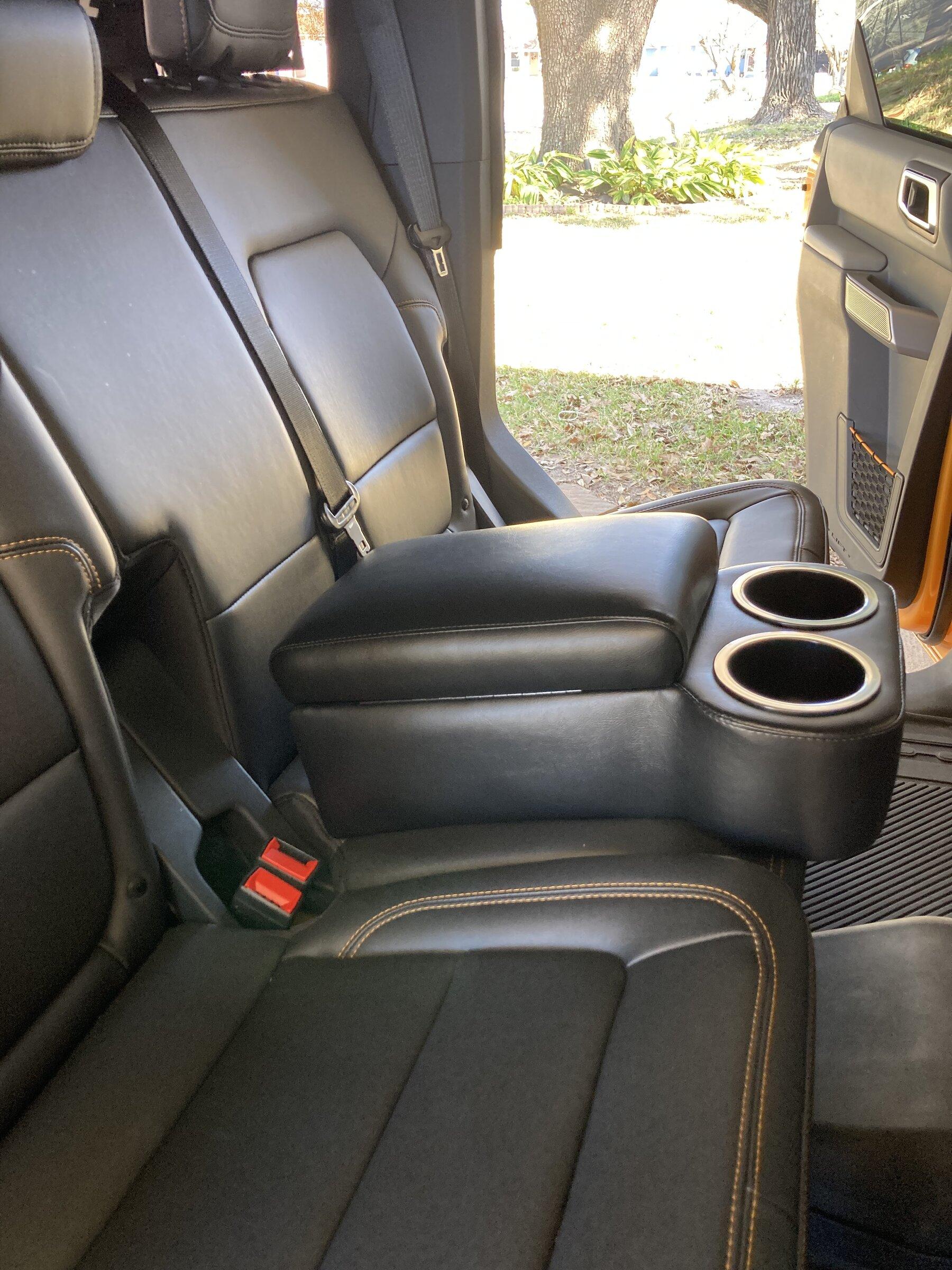 Ford Bronco Rear seat cup holder installed EB7B9485-6209-4F98-866B-8A8019463278