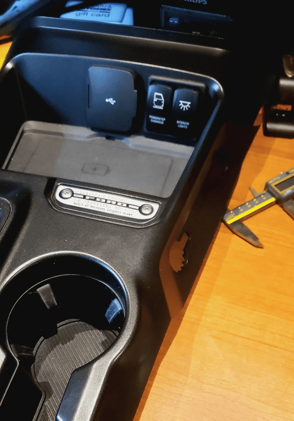 Ford Bronco DIY - Adding Aftermarket Switches to Floor Console for LED Lights and Power Steps 1644791027261