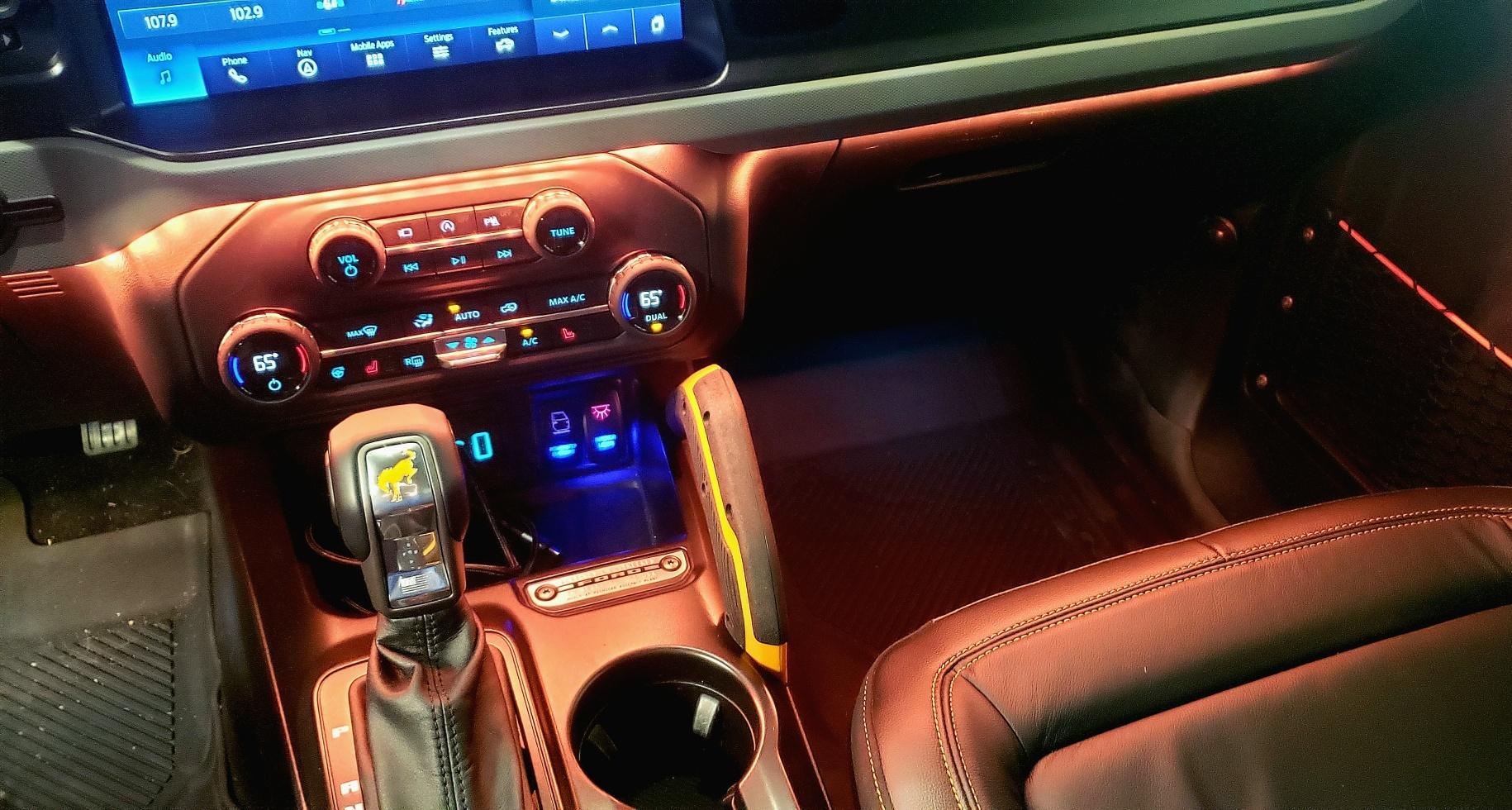 Ford Bronco DIY - Adding Aftermarket Switches to Floor Console for LED Lights and Power Steps 20220213_164211_resized