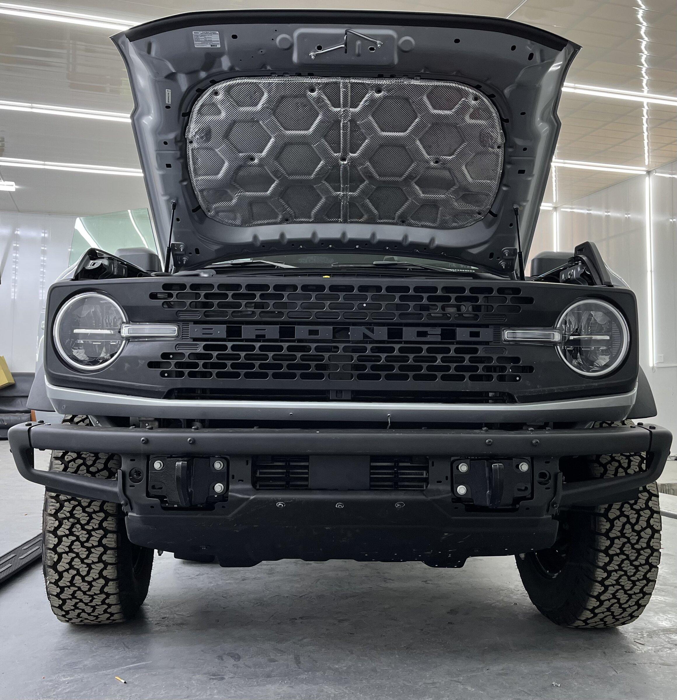 Ford Bronco Completed the Under Hood Sound Deadening, using aluminum for added thermal insulation! lQDPDhsml7iHvxDNCy3NCs2wblI1eirC5dUCD-dA0ABJAA_2765_2861