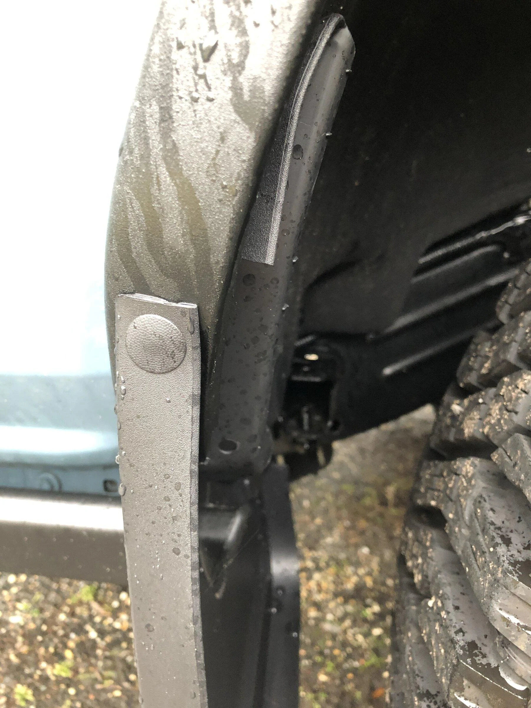 Ford Bronco Another Sasquatch with Rock Rails Mudflap Mod install IMG_0914