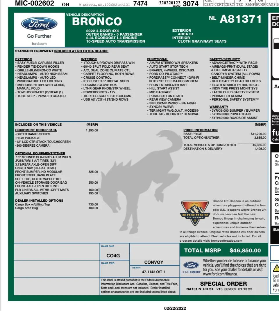 Ford Bronco 🛠 01/24/22 Build Week Group 9DEC1A17-8348-4C97-9012-27287C2DBC62