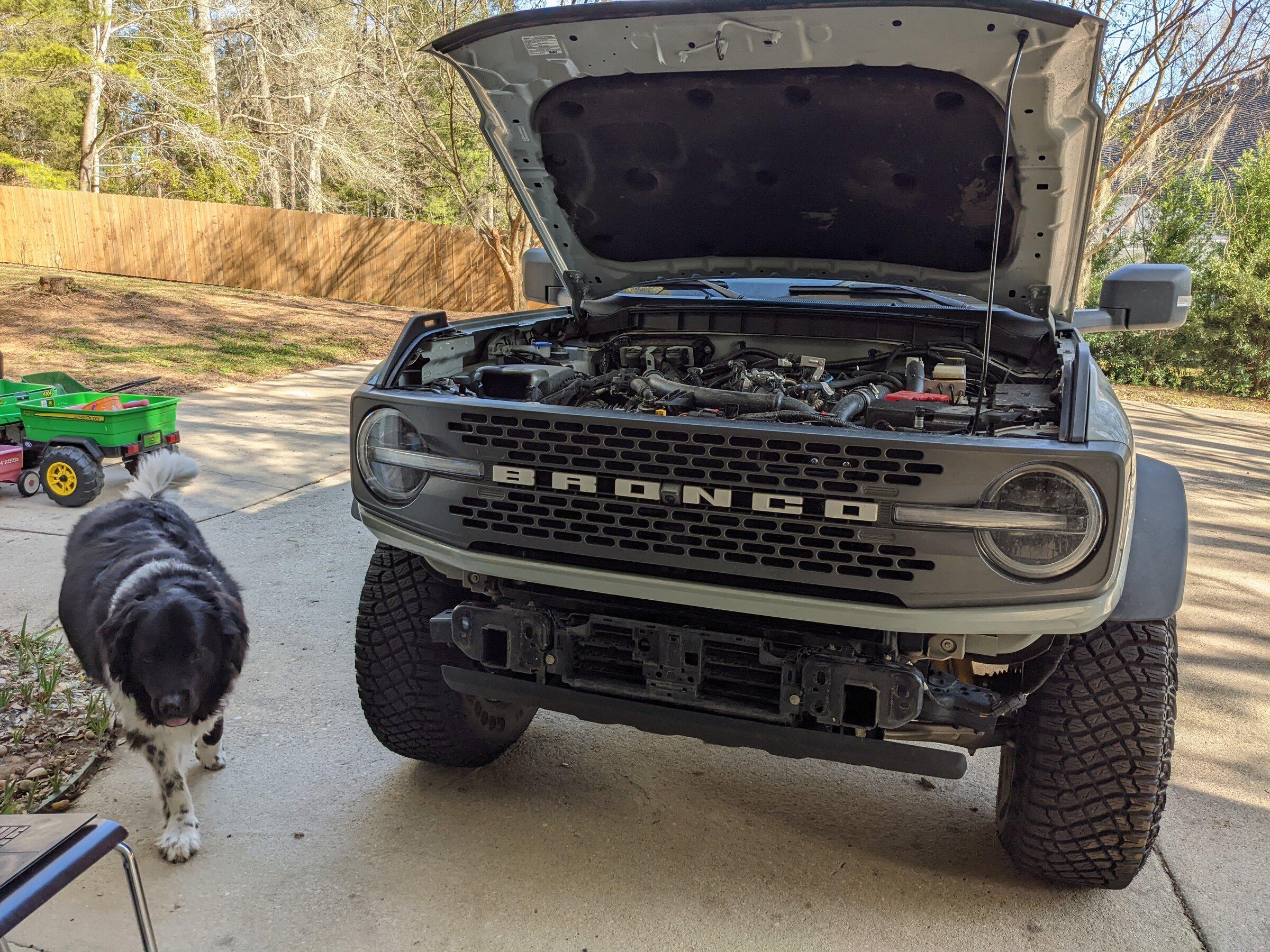 Ford Bronco DV8 MTO Front Bumper Installation, ACC Relocation, Parking Sensor Transfer, and Winch Mounting PXL_20220222_204427425.MP