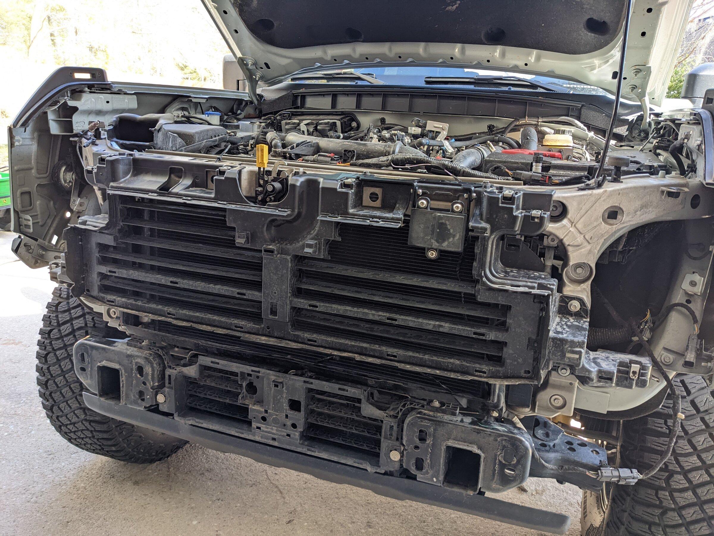 Ford Bronco DV8 MTO Front Bumper Installation, ACC Relocation, Parking Sensor Transfer, and Winch Mounting PXL_20220222_200550774