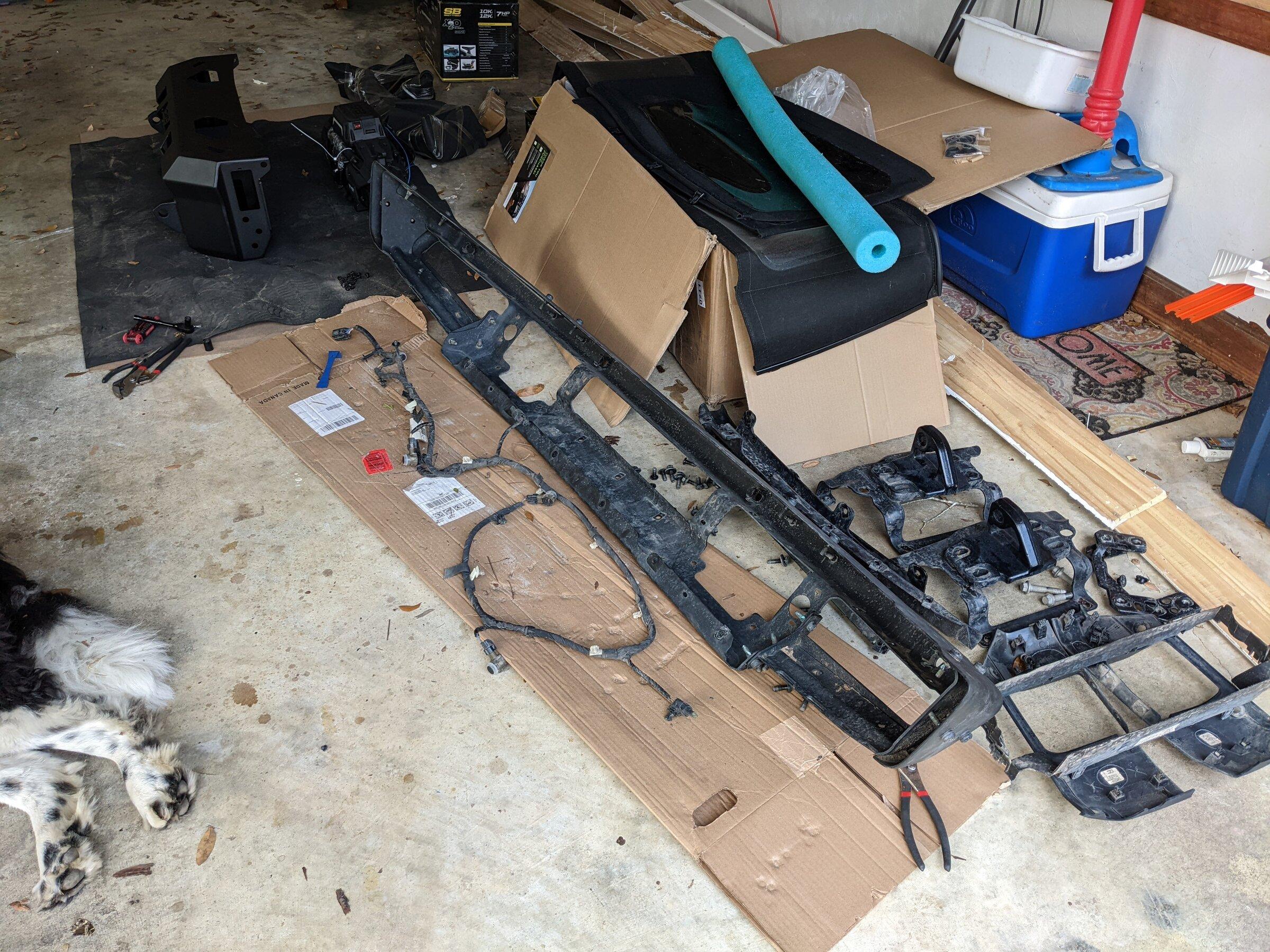 Ford Bronco DV8 MTO Front Bumper Installation, ACC Relocation, Parking Sensor Transfer, and Winch Mounting PXL_20220221_204245796