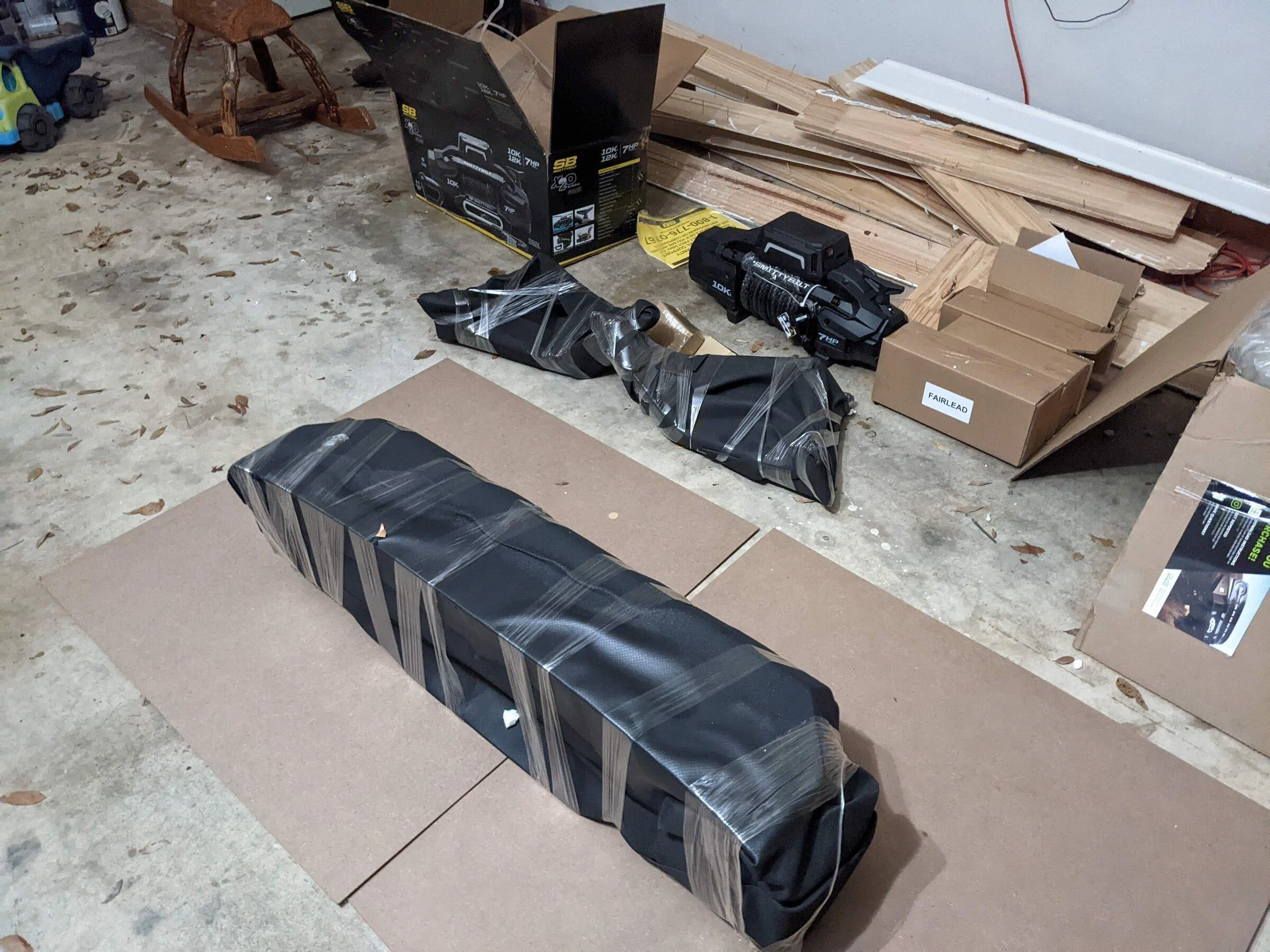 Ford Bronco DV8 MTO Front Bumper Installation, ACC Relocation, Parking Sensor Transfer, and Winch Mounting PXL_20220219_021001494