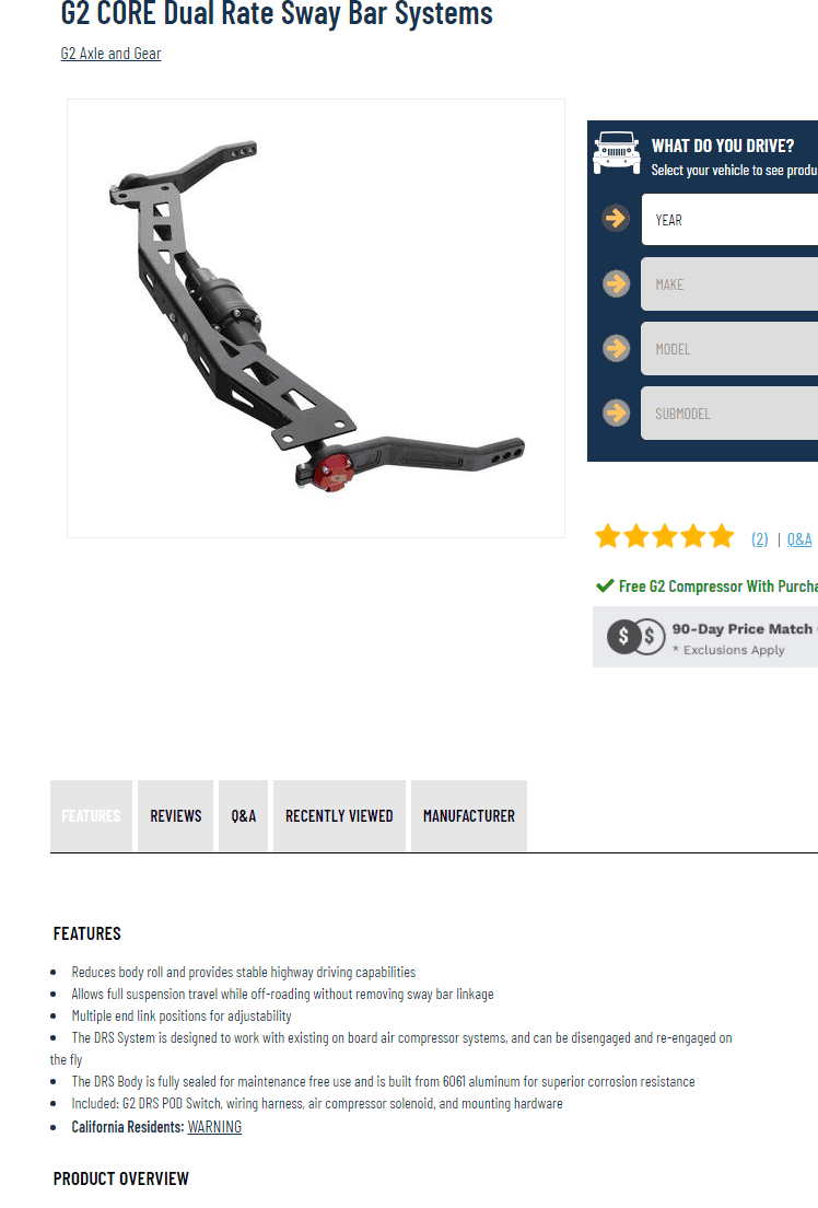 Ford Bronco Possible G2 dual rate swaybar -- in testing on Bronco 1645760368884