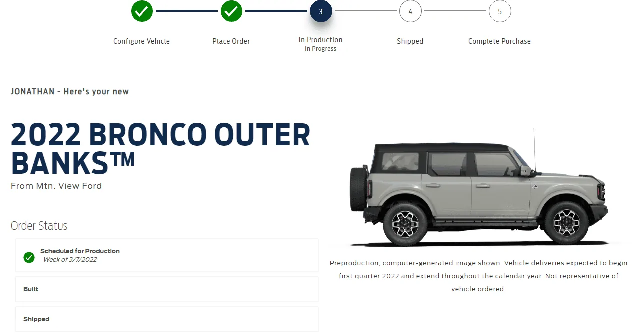 Ford Bronco 🛠 3/7/22 Build Week UpdatedTracker20220225
