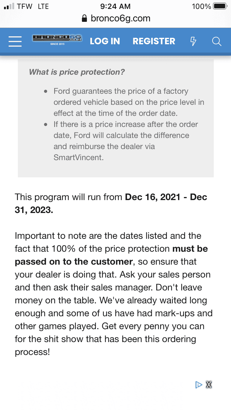 Ford Bronco Price increase for mid MY22 8B7BA86B-3312-46FE-A04E-874900BFF409