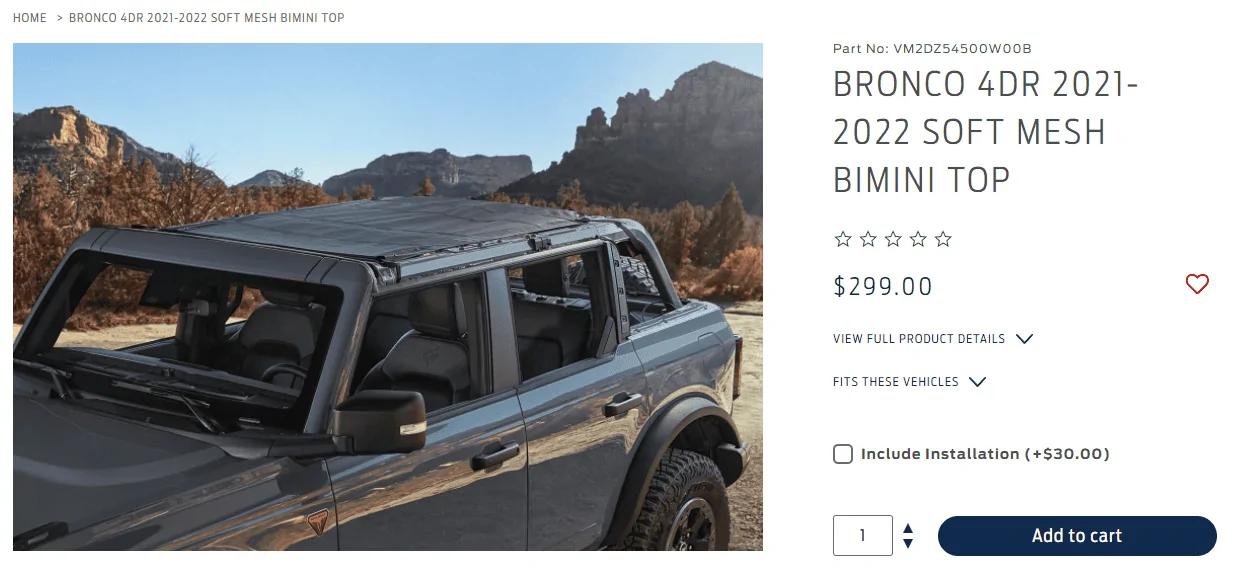 Ford Bronco Ford Bimini Mesh Shade FordBimini