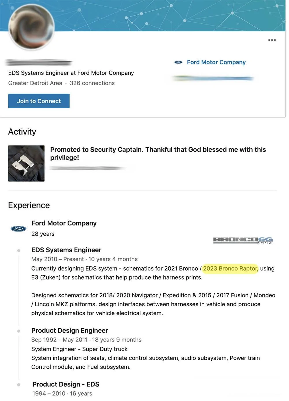 Ford Bronco 2023 Bronco Raptor further confirmed by Ford engineer profile 2023 Ford Bronco Raptor Engineer Profil