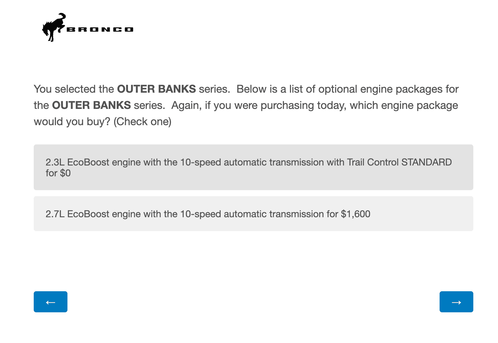 Ford Bronco Potential Package (+ Sasquatch) Pricing Previewed in Bronco Reservation Survey Email Screen Shot 2020-08-25 at 2.09.25 PM