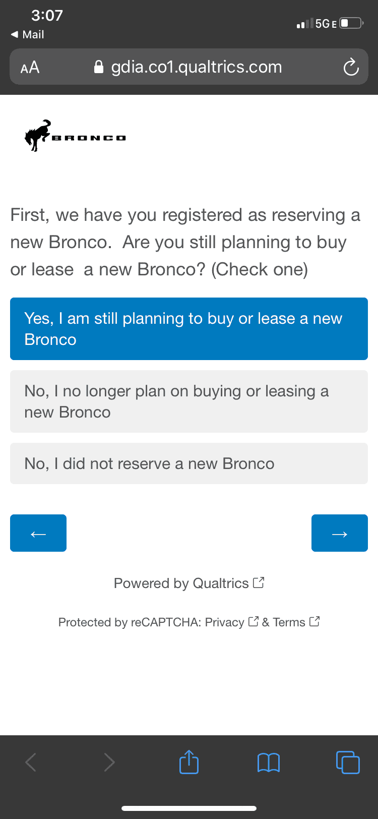 Ford Bronco Potential Package (+ Sasquatch) Pricing Previewed in Bronco Reservation Survey Email 8EE5D969-8864-4902-9545-F5398906AF00