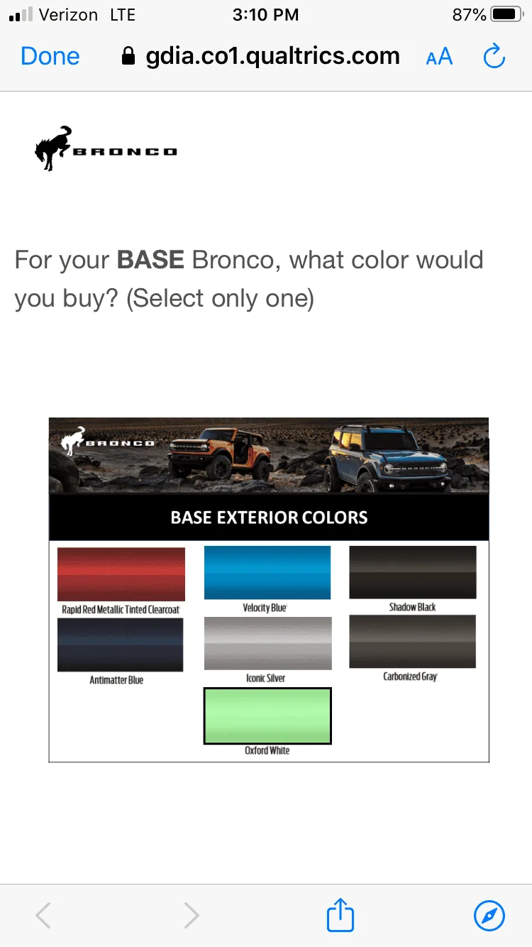 Ford Bronco Potential Package (+ Sasquatch) Pricing Previewed in Bronco Reservation Survey Email 32709112-0088-4386-BE11-150A41C5616D